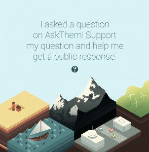 AskThem social sharing badge - for network effects around good questions